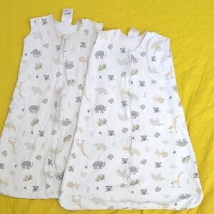 Pair Of Halo Sleep Sacks in White with Beige and Gray Safari Print